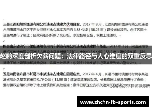 赵鹏深度剖析欠薪问题：法律路径与人心维度的双重反思