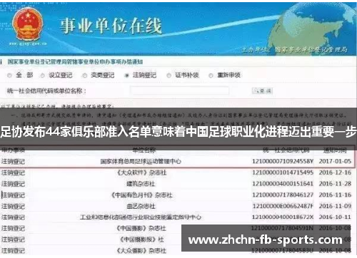 足协发布44家俱乐部准入名单意味着中国足球职业化进程迈出重要一步